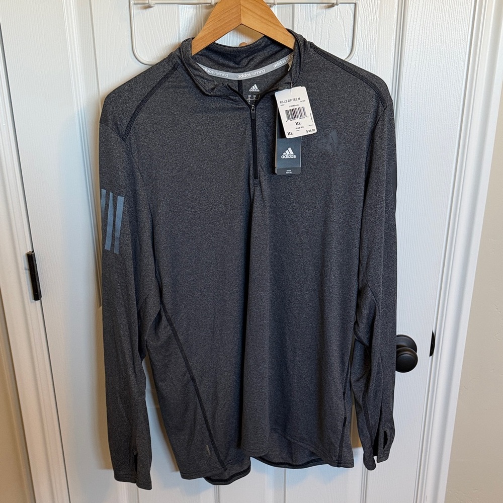 Adidas Men's Dark Gray Long Sleeve Tee